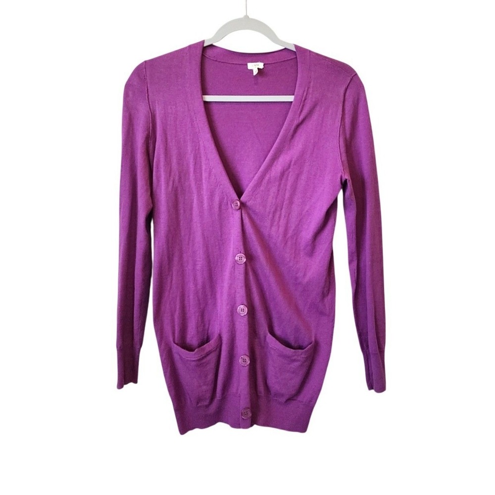 J.Crew 100% Cotton Cardigan Sweater Purple Lightweight Twee Old Money XS